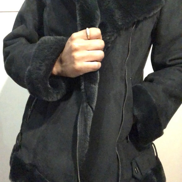 Dynamite Faux fur suede Moto jacket - Picture 2 of 4